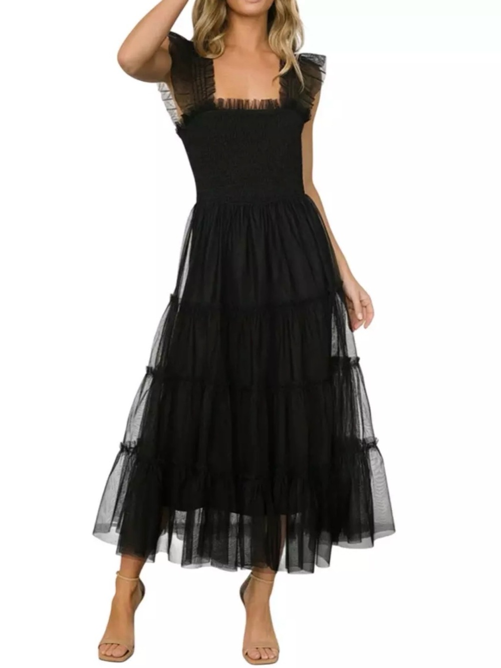 Baltic Born Olive Green Tiered Maxi Dress with Ruffle Straps